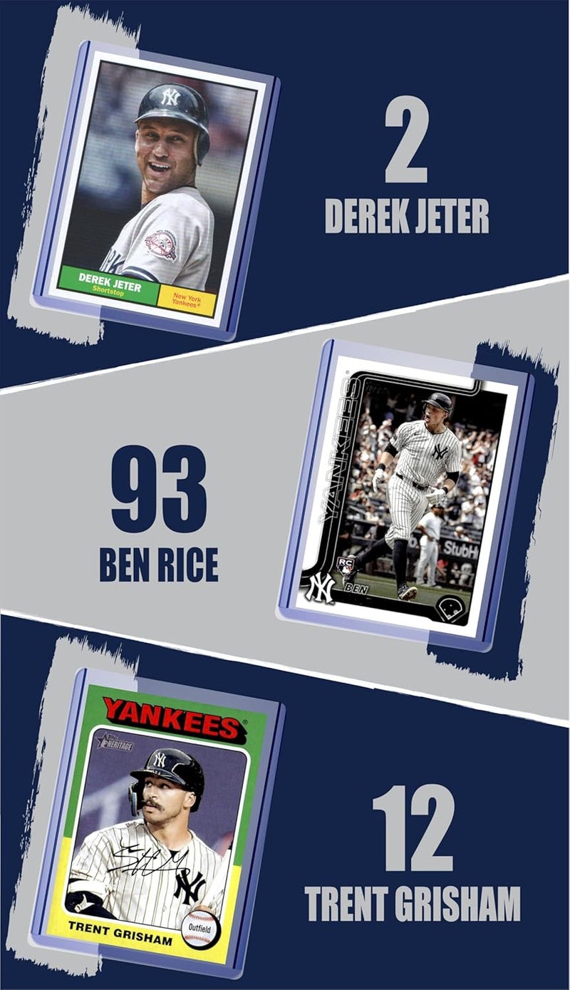Chaser New York Yankees Cards: Aaron Judge, Cody Bellinger, Paul Goldschmidt, Derek Jeter, Ben Rice, Trent Grisham, Austin Wells, Anthony Volpe, Jasson Dominguez, Jazz Chisholm Jr ASSORTED Baseball Stars and GOATs Trading Card and Wristbands Gift Pack - Image 2
